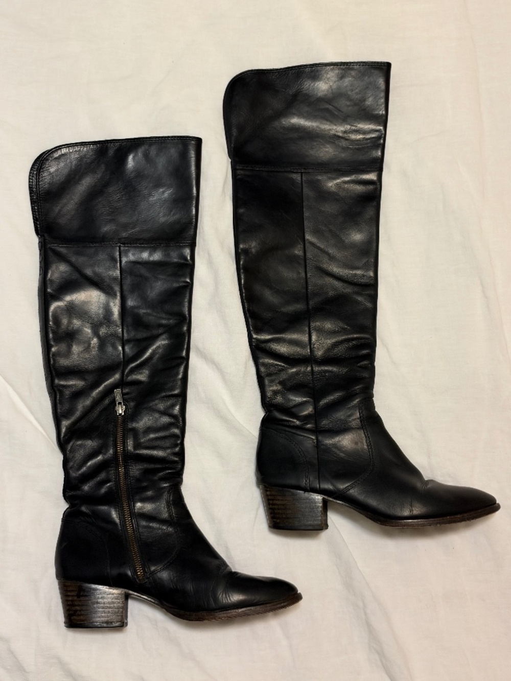 Frye Over the Knee Boots Leather Black W 8.5